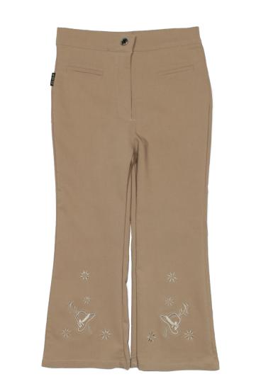 GIRL'S TROUSERS WITH ELISA EMBROIDERY DETAIL, BEIGE