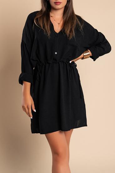 SPORTS MINI DRESS WITH CLASSIC COLLAR AND NEOMY POCKET, BLACK