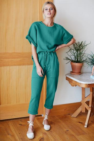 Set of tracksuit with round neck and loose short-sleeved T-shirt Otta, turquoise