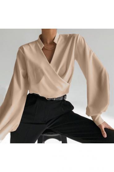 Elegant blouse with crossed neckline Belucca, beige