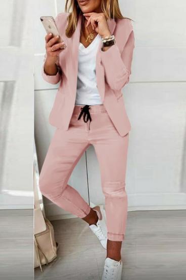 Elegant blazer trouser set Estrena, antique pink