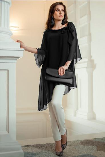 Ginette semi-transparent elegant tunic, black