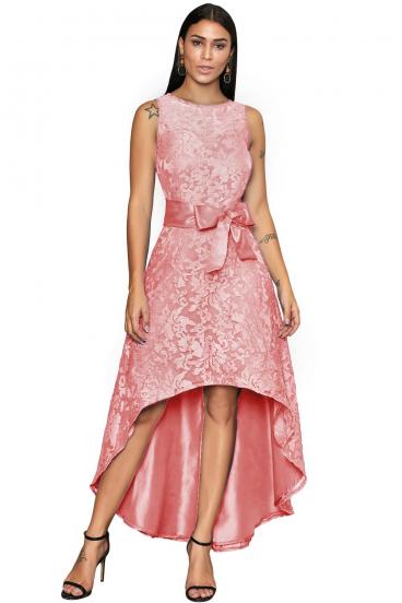 Elegant sleeveless mini dress with beautiful lace Suzanne, pink