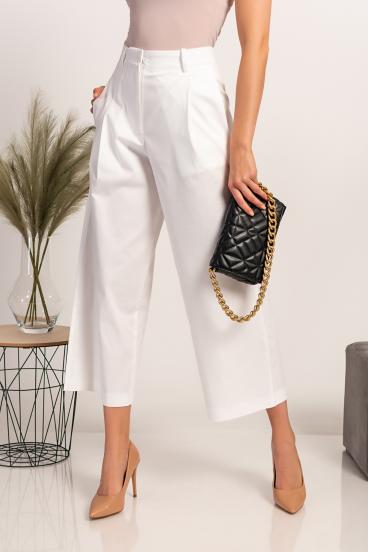 Elegant trousers with wide legs Stain, white