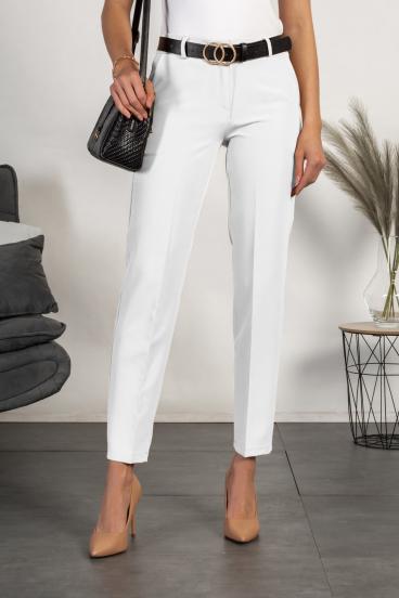 Elegant long trousers with straight legs Tordina, white