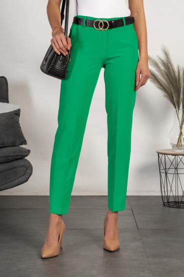 Elegant long trousers with straight legs Tordina, green
