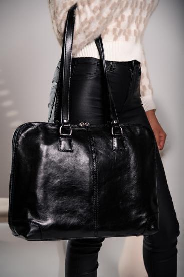 Hadley natural leather bag, black