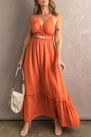 Elegant dress with ruffles Gaucha, orange