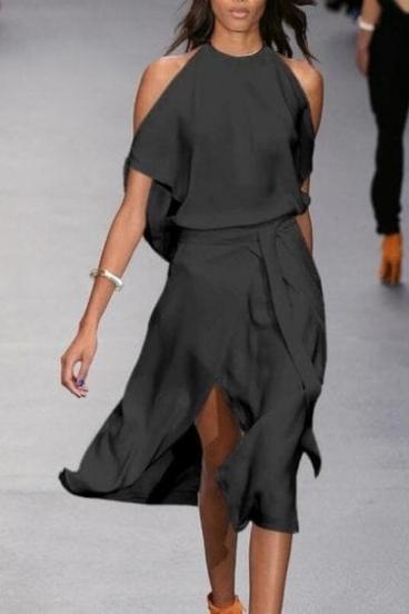 Elegant midi dress with cut-outs Thiena, black