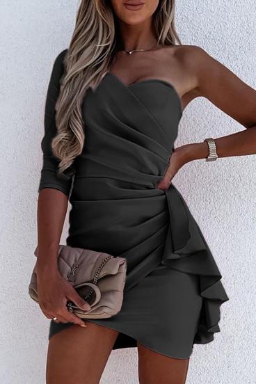 Elegant mini dress with frill Ricaletta, black