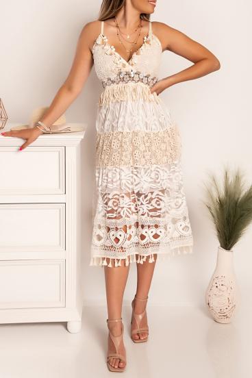 Lace summer midi dress Ferraria, white