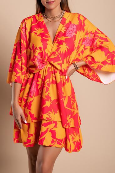 Elegant mini dress with print Amasena, orange