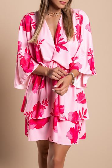 Elegant mini dress with print Amasena, pink