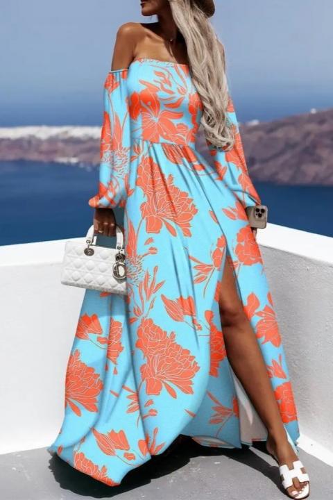 Elegant maxi dress with print Montella, orange