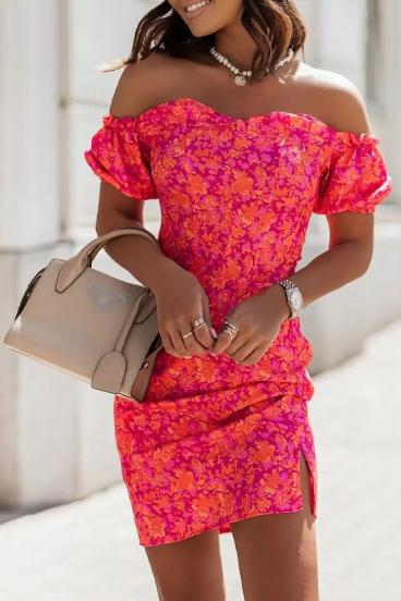 Elegant Mini Dress with Print Corvetta, orange