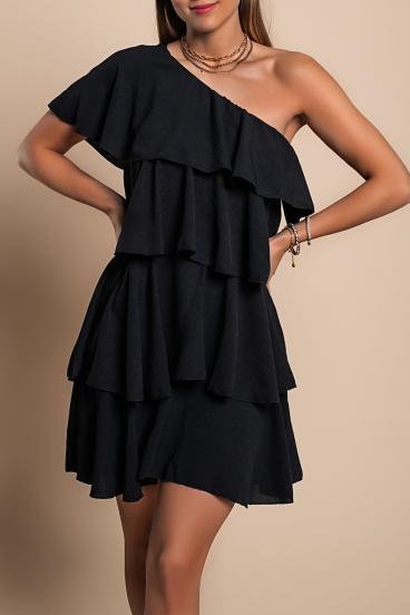 Elegant mini dress with ruffles Liona, black