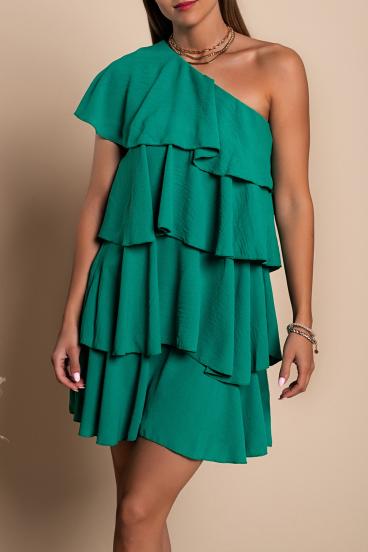 Elegant mini dress with ruffles Liona, green