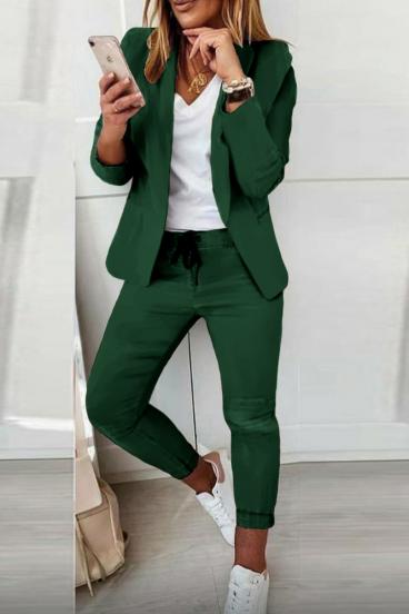 Elegant trousers and blazer set Estrena, green
