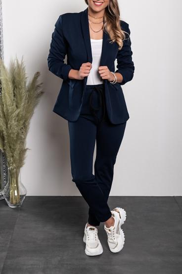 Elegant trousers and blazer set Estrena, dark blue