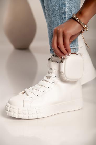 Faux Leather Fashion Sneakers Cores, White