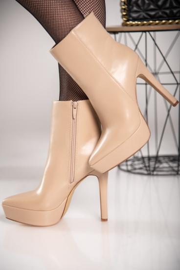 Elegant high-heeled ankle boots Yons, beige