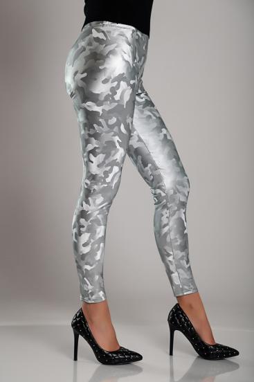 Leggings with lining and wide waist, silver color