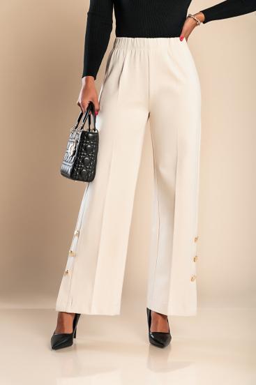 Elegant trousers with buttons, white