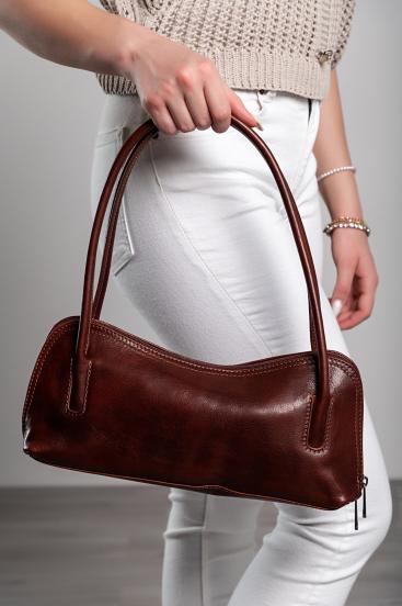 Small bag made of natural leather, brown
