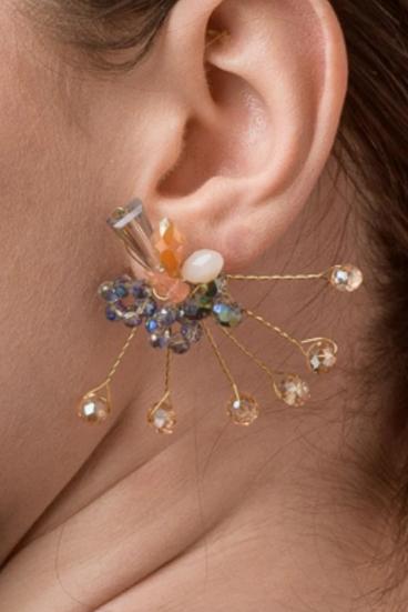 Elegant earrings shaped like a bouquet of flowers, ART377, multicolor