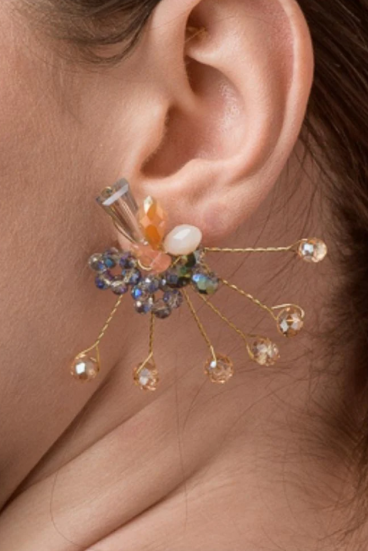 Elegant earrings shaped like a bouquet of flowers, ART377, multicolor