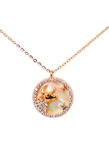 Pendant necklace, TAURUS, rose gold