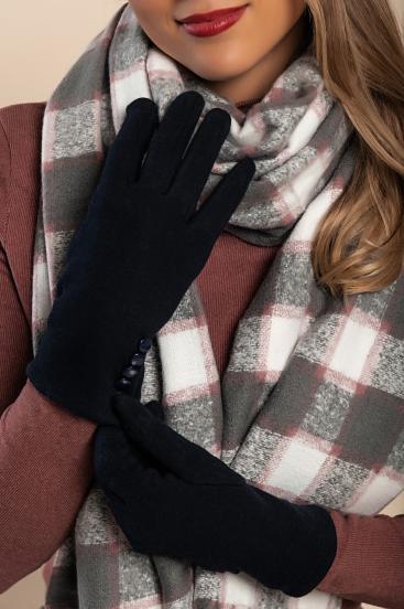 Gloves with decorative buttons, blue