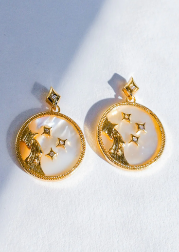 AQUARIUM round earrings, ART883, gold color