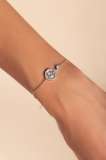 Bracelet with pendant, PISCES, silver