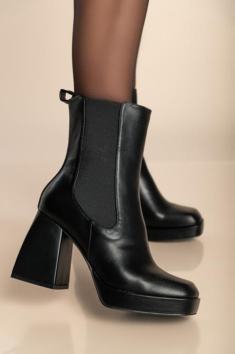 Faux leather ankle boots, black