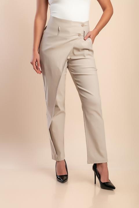 Elegant trousers with ruffle, beige
