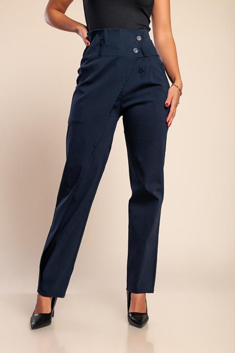 Elegant trousers with ruffle, dark blue