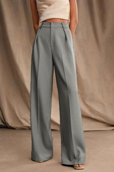Elegant high-waisted trousers, grey