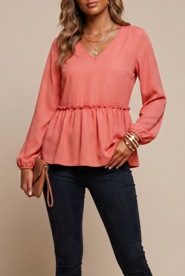 Long-sleeved blouse, antique pink