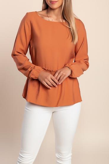 Plus size long-sleeved blouse, brick