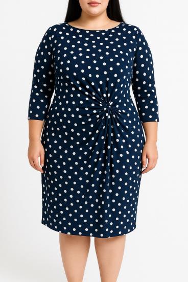 Plus size dress with polka dot print, dark blue