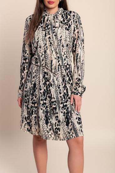 Plus size printed dress, beige