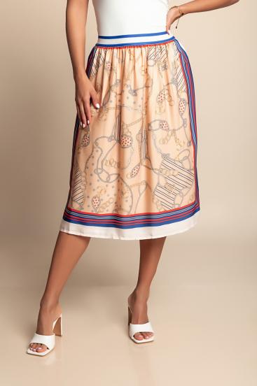 Midi skirt with print, yellow