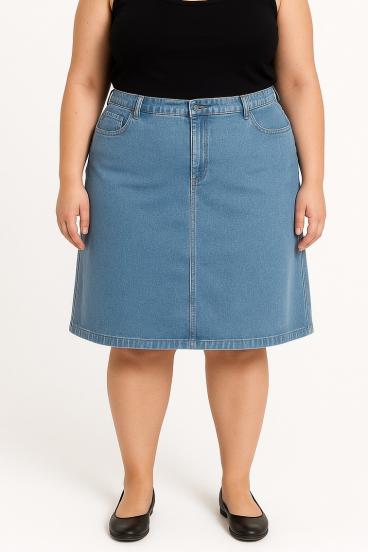 Plus size jeans skirt, light blue