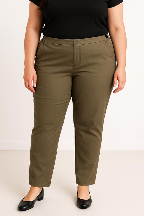 Plus size cotton pants, olive