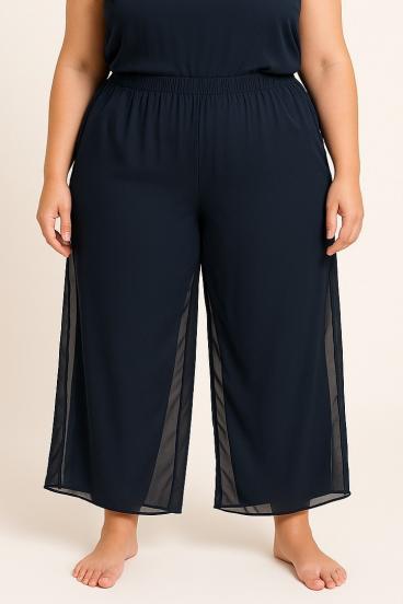 Plus size elegant trousers, dark blue