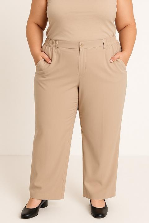 Plus size elegant pants, beige