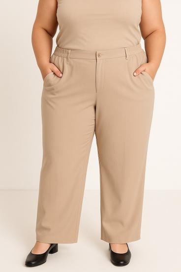 Plus size elegant pants, beige