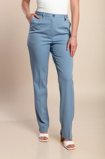 Plus size elegant long pants, light blue