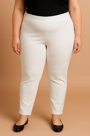 Plus size elegant pants, cream